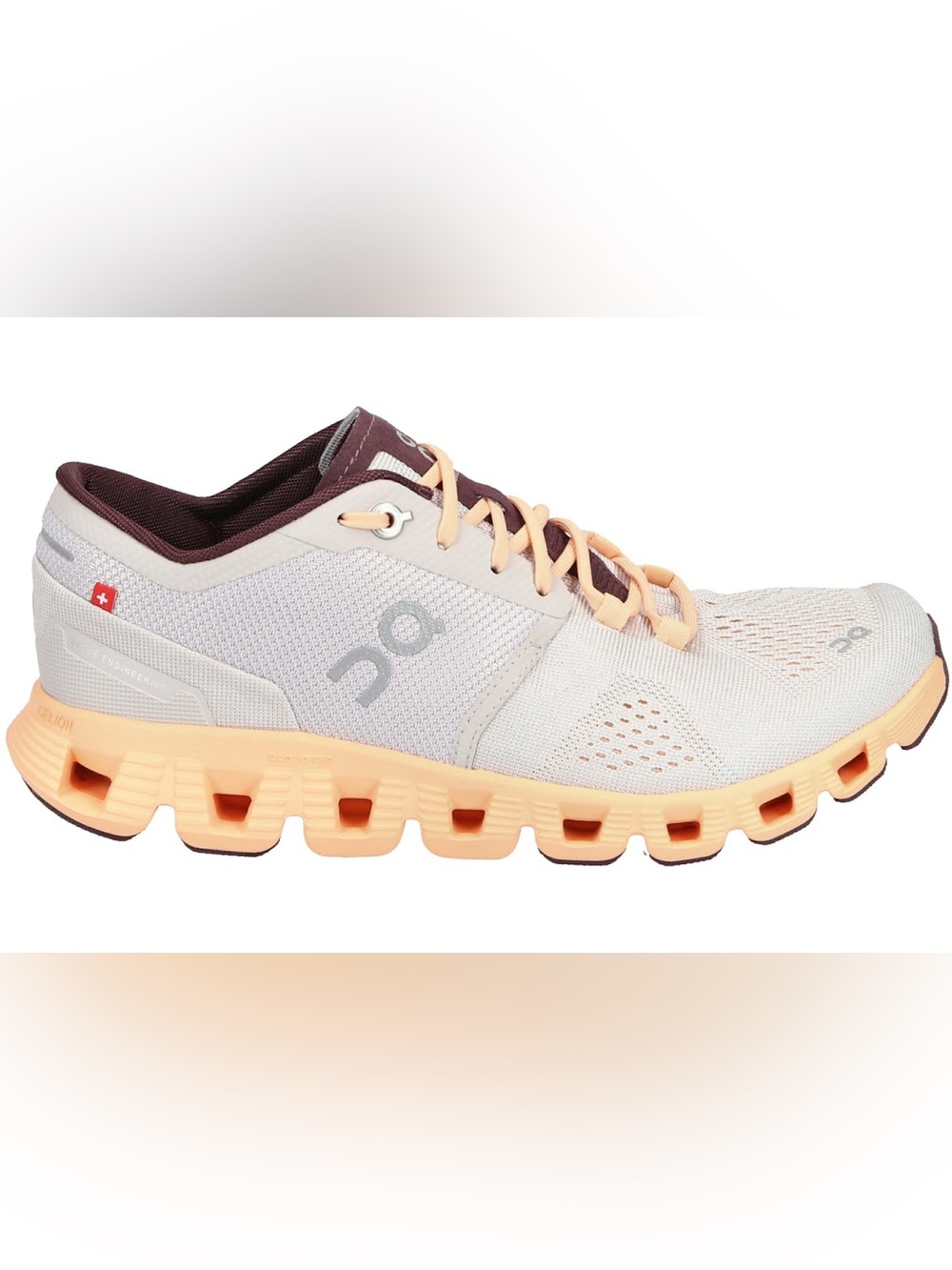 On Running Cloud  X Women's Running Shoe - Silver and Almond Peach Size 10